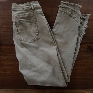 Charlie B Army Green Fringe Hem Jeans Size 4
